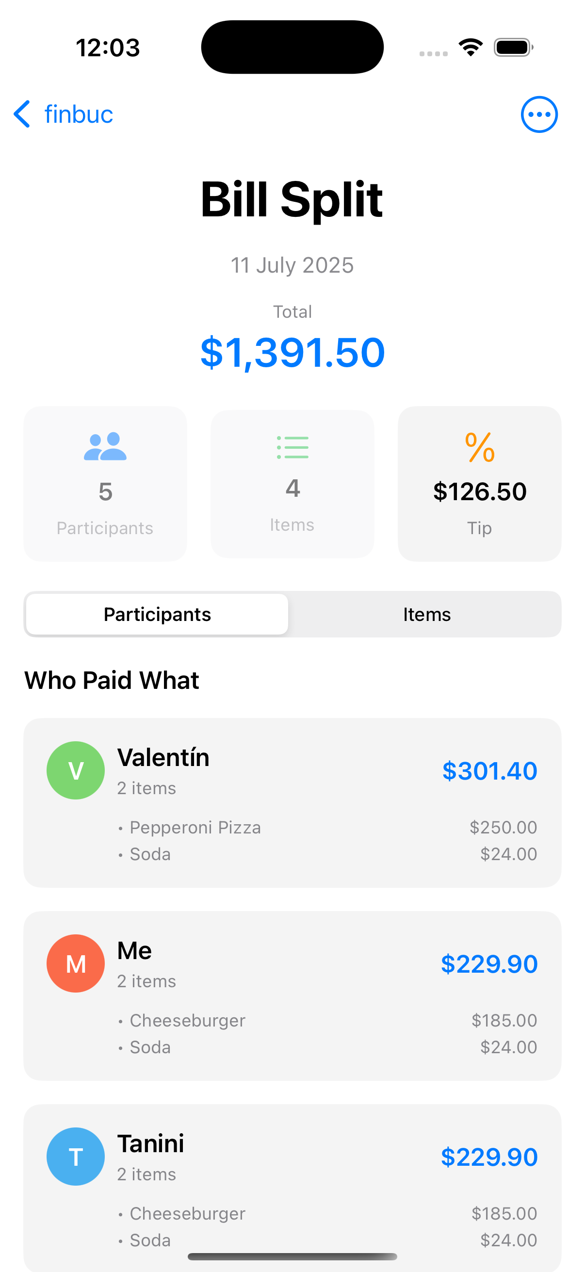 Finbuc app screenshot